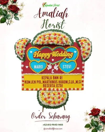 Karangan Papan Bunga Pernikahan di Kasembon